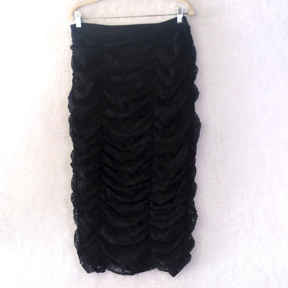 Urban Outfitters Womens Lace Whimsigoth Ruched Sheer Skirt Size‎ L